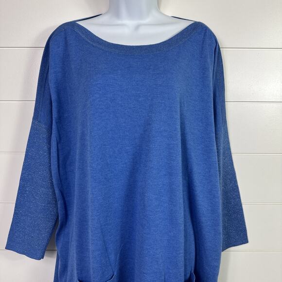 Lilly Pulitzer Boatneck Cobo Sweater Heathered Coastal Blue sz L - Picture 2 of 8